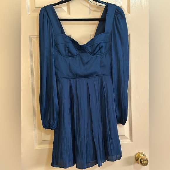 Teal Satin Dress - Picture 3 of 5